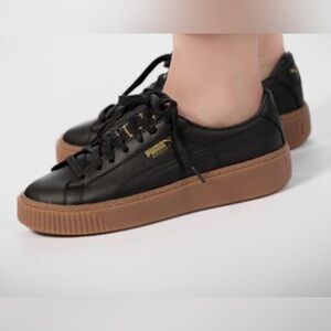 PUMA Women's Basket Platform Core Leather Sneakers, Size 5.5